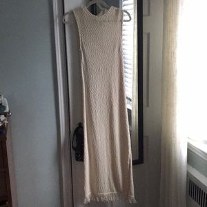 Anthropologie Ankle length knit white dress